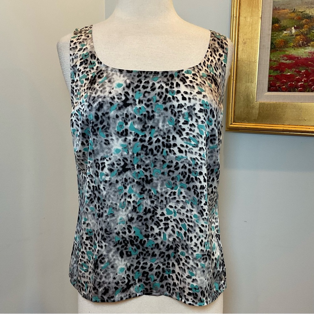 St. John Silk Leopard Print Sleeveless Tank‎